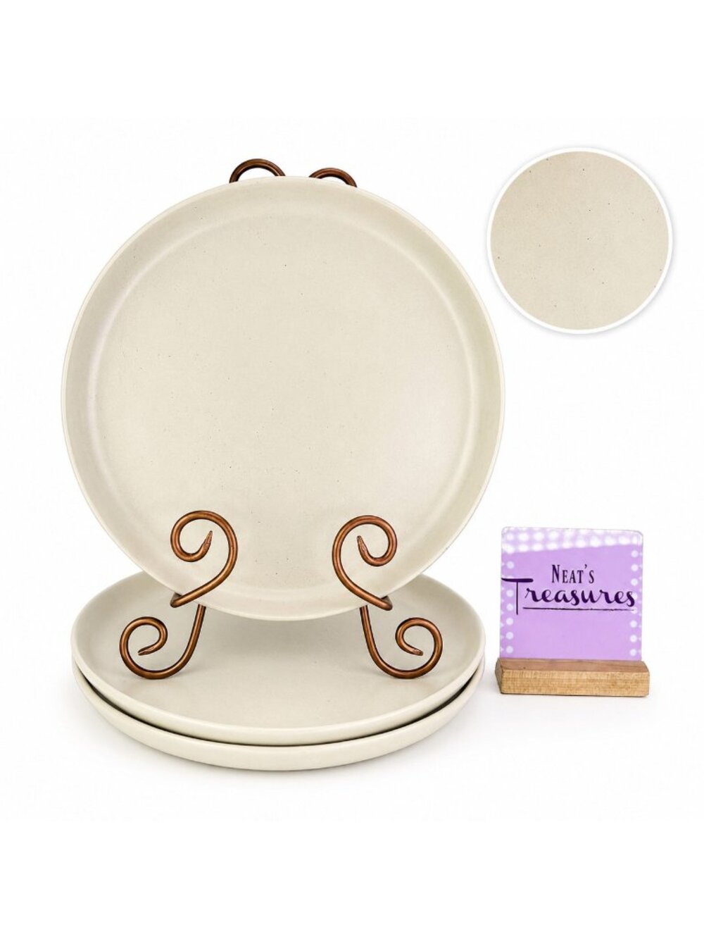 Project 62 Target TILLEY CREAM Speckled Stoneware Sided Dinner Plates Set of 3